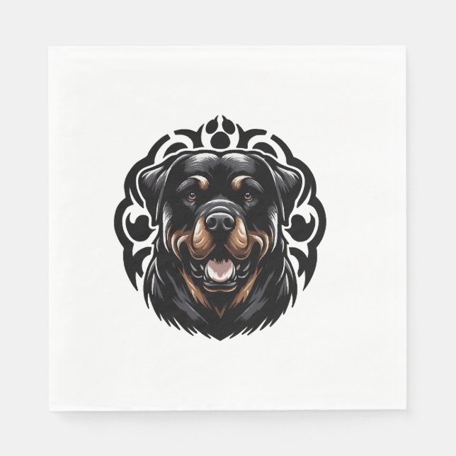 Rottweiler-Hund-Gesicht Serviette (Vorderseite)
