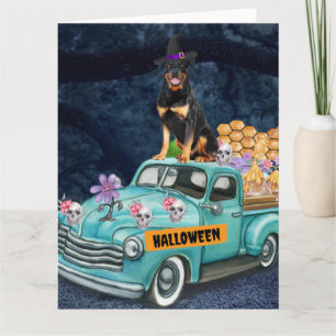 Rottweiler Hund Halloween LKW Gruselige Nacht Karte