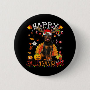 Rottweiler Hund Halloween Weihnachtshund Happy Hal Button