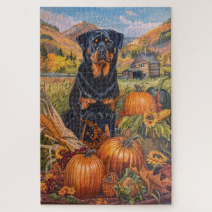 Rottweiler-Hund Herbsternte Erntedankfest 