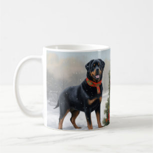 Rottweiler-Hund im Schnee Weihnachten Kaffeetasse