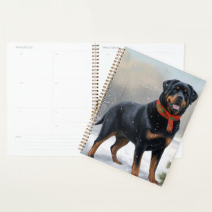 Rottweiler-Hund im Schnee Weihnachten Planer