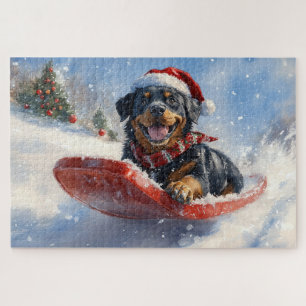 Rottweiler Hund in Sledge Let it Schnee Weihnachte
