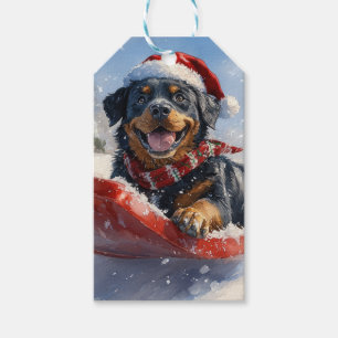 Rottweiler Hund in Sledge Let it Schnee Weihnachte Geschenkanhänger
