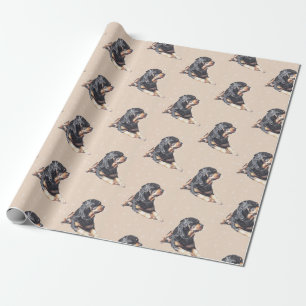 Rottweiler Hund Kunst-Geschenk Geschenkpapier