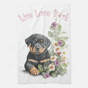 Rottweiler Hund Mama Floral Geschirrtuch