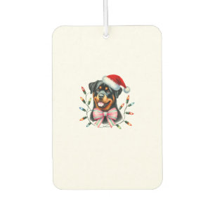 Rottweiler Hund mit Coquette Bow Weihnachts Matchi Autolufterfrischer