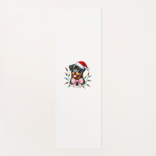 Rottweiler Hund mit Coquette Bow Weihnachts Matchi Yogamatte