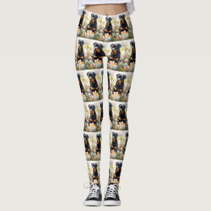 Rottweiler-Hund mit Ostereiern Feiertag  Leggings