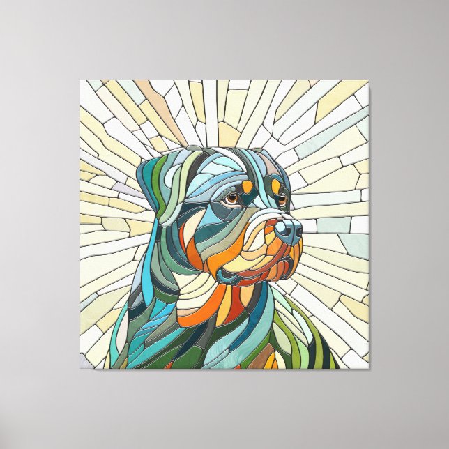 Rottweiler-Hund - Mosaikkunst Leinwanddruck (Vorderseite)