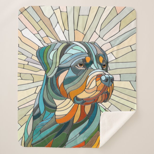 Rottweiler-Hund - Mosaikkunst Sherpadecke (Vorderseite)