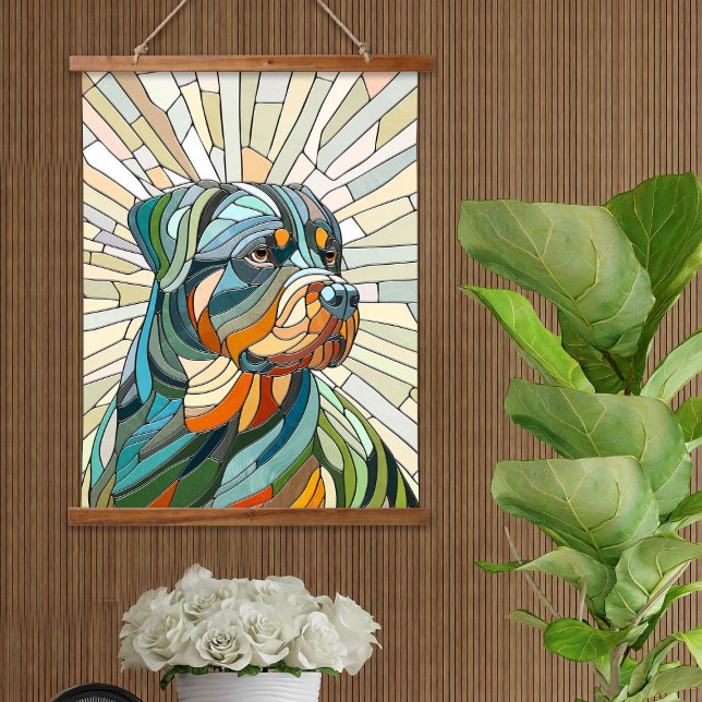Rottweiler-Hund - Mosaikkunst Wandteppich Mit Holzrahmen (Von Creator hochgeladen)