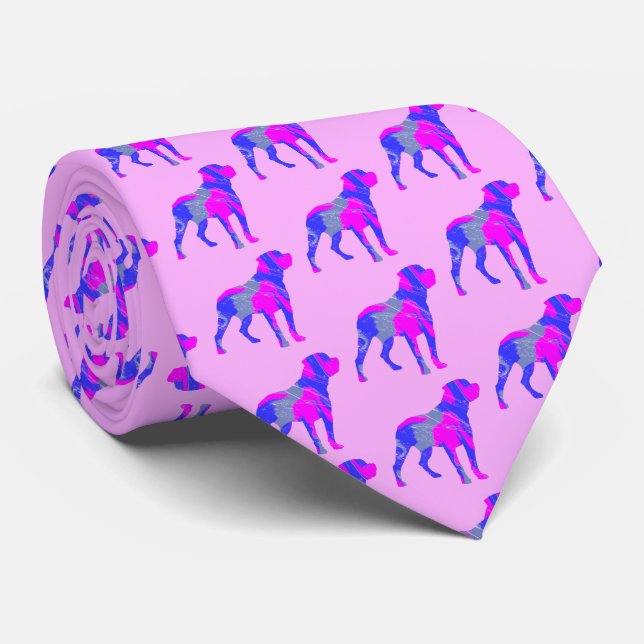 Rottweiler Hund Niedlich Rosa Silhouette Pink Neck Krawatte (Gerollt)