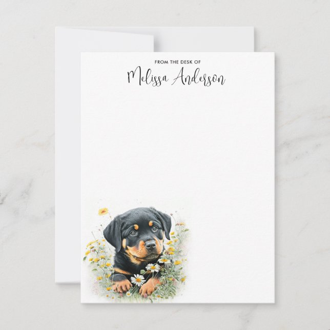 Rottweiler Hund Niedlich Welpe Wasserfarbe Persona Mitteilungskarte (Vorderseite)