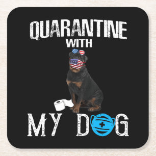 Rottweiler Hund Quarantäne mit meinem Hund Funny G Rechteckiger Pappuntersetzer