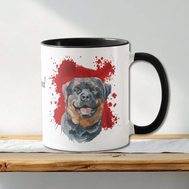 Rottweiler Hund Roter Abstrakter Hintergrund Tasse (Von Creator hochgeladen)