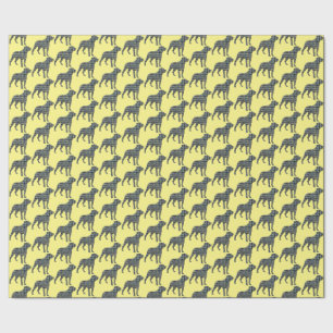 Rottweiler Hund Silhouette Gelb/Blau Gelb Geschenkpapier