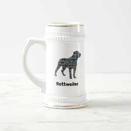 Rottweiler Hund Silhouette Gelb & Schwarz Bierglas