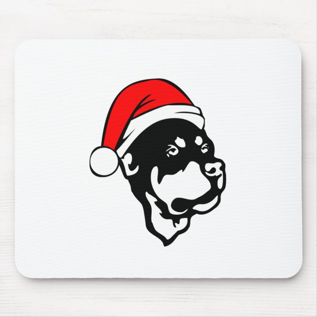 Rottweiler Hund trägt eine Red Christmas Weihnacht Mousepad (Vorne)