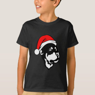 Rottweiler Hund trägt eine Red Christmas Weihnacht T-Shirt