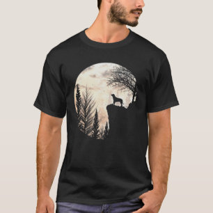 Rottweiler Hund und Mond Silhouette Witziges Hallo T-Shirt