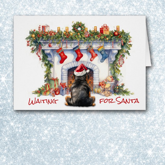 Rottweiler Hund warten auf Weihnachts-Feuerplatz (Von Creator hochgeladen)