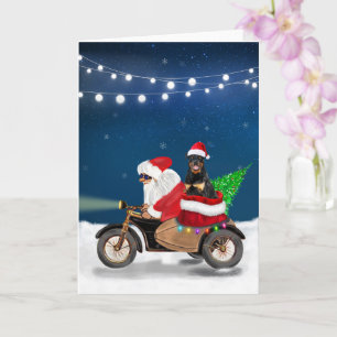 Rottweiler Hund Weihnachten Santa Claus Karte