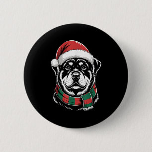 Rottweiler-Hund Weihnachten Santa-Hut Schal Weihna Button