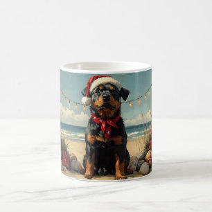 Rottweiler Hund Weihnachten Vintage Strand Kaffeetasse