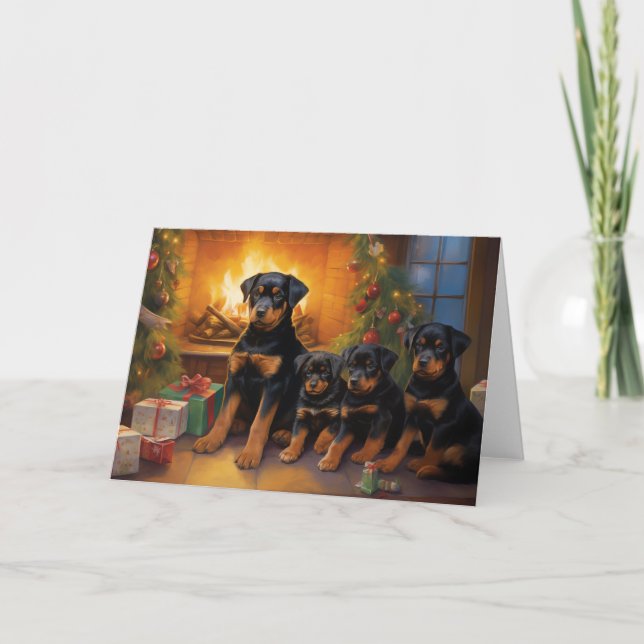 Rottweiler Hund Weihnachtskarte Dankeskarte (Vorderseite)