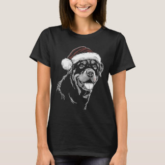 Rottweiler Hund Weihnachtsmann Hut Weihnachten Xma T-Shirt
