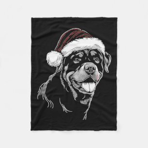 Rottweiler Hund Weihnachtsmannmütze Weihnachten We Fleecedecke