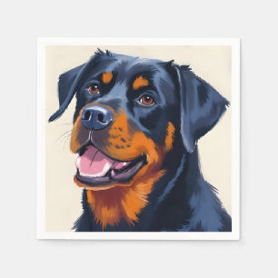 Rottweiler Hunde-Aquarellmalerei Haustier Serviette