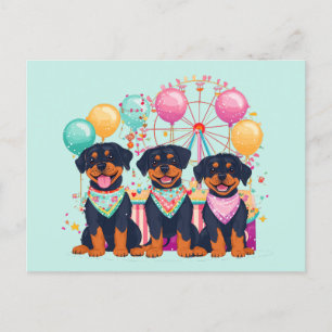 Rottweiler-Hunde auf einem Jahrmarkt  Postkarte
