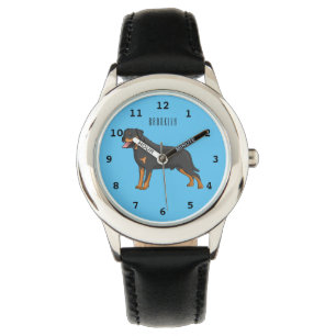 Rottweiler Hunde Cartoon Illustration Armbanduhr