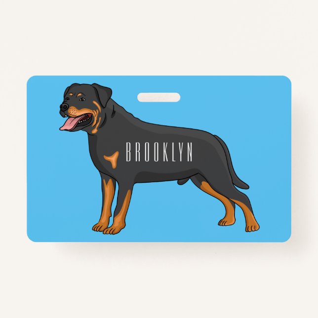 Rottweiler Hunde Cartoon Illustration Ausweis (Vorderseite)