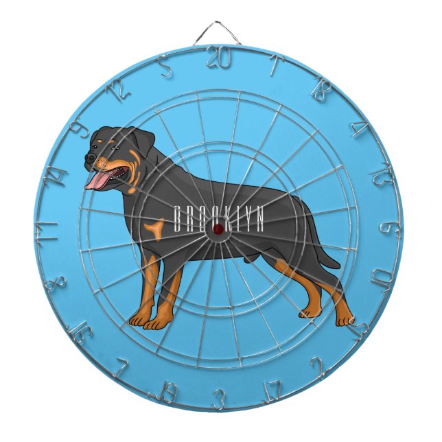 Rottweiler Hunde Cartoon Illustration Dartscheibe (vorne)