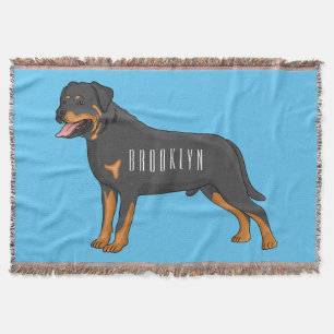 Rottweiler Hunde Cartoon Illustration Decke