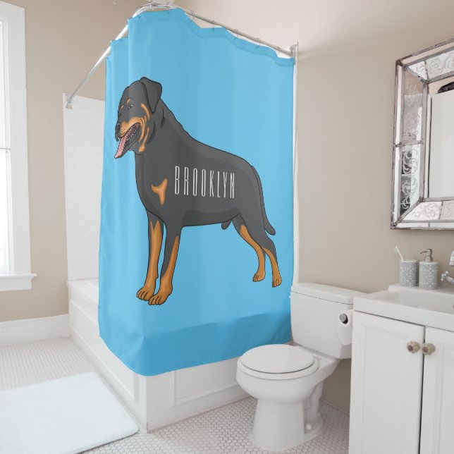 Rottweiler Hunde Cartoon Illustration Duschvorhang (Beispiel)