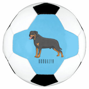 Rottweiler Hunde Cartoon Illustration Fußball