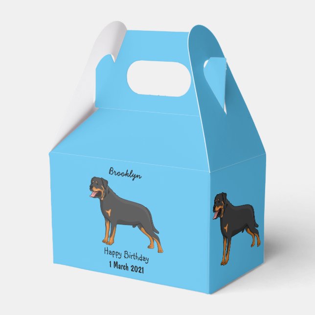 Rottweiler Hunde Cartoon Illustration Geschenkschachtel (Vorderseite)