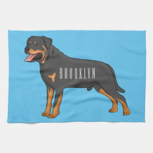 Rottweiler Hunde Cartoon Illustration Geschirrtuch