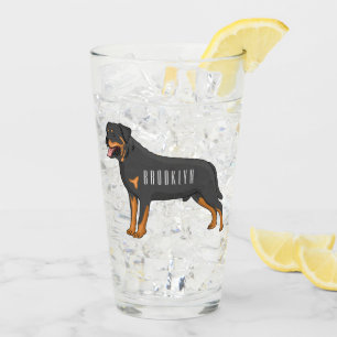 Rottweiler Hunde Cartoon Illustration Glas
