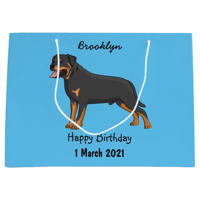 Rottweiler Hunde Cartoon Illustration Große Geschenktüte (Vorderseite)