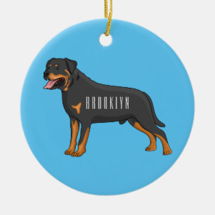 Rottweiler Hunde Cartoon Illustration Keramik Ornament