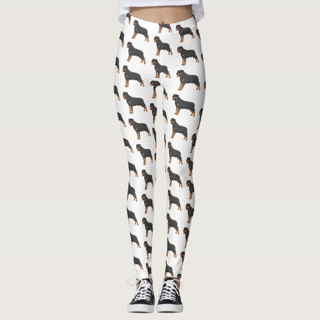 Rottweiler Hunde Cartoon Illustration Leggings (Vorderseite)