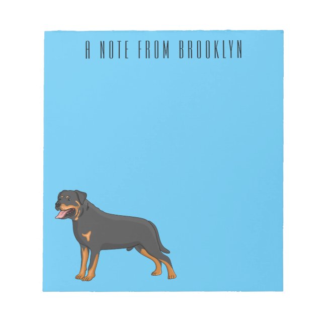 Rottweiler Hunde Cartoon Illustration Notizblock (Vorderseite)