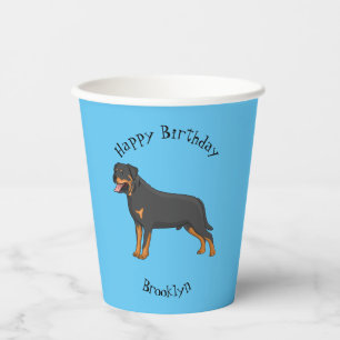 Rottweiler Hunde Cartoon Illustration Pappbecher