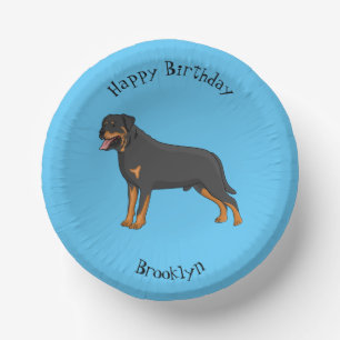 Rottweiler Hunde Cartoon Illustration Pappteller