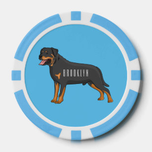 Rottweiler Hunde Cartoon Illustration Pokerchips
